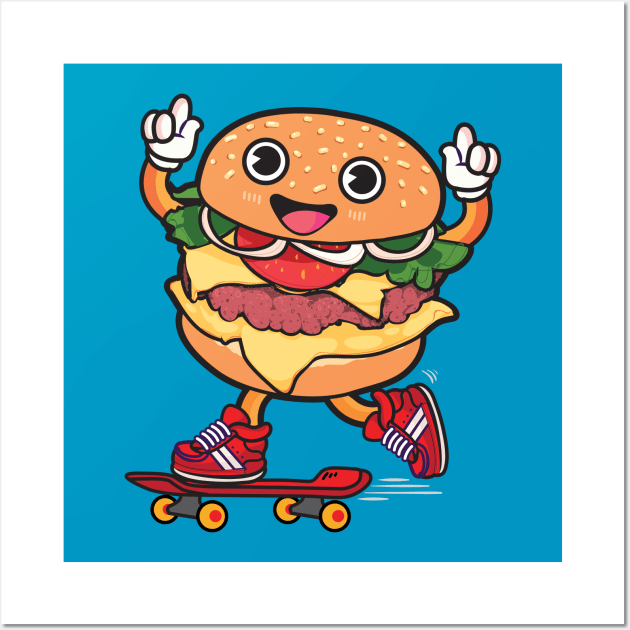 Skater Burger Wall Art by Plushism